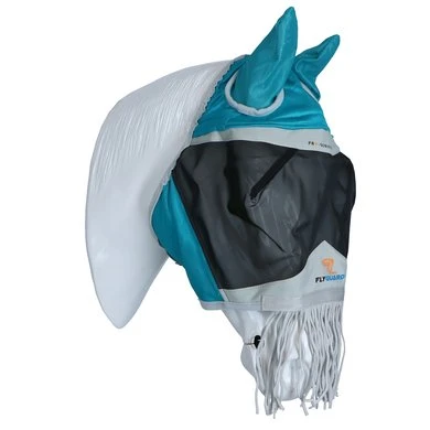 Shires Vliegenmasker Met Oren & Neus Franje Mesh Teal 3 Shires Vliegenmasker Met Oren & Neus Franje Mesh Teal