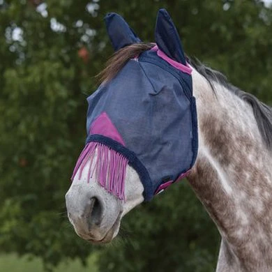 Weatherbeeta Vliegenmasker Comfitec Deluxe Durable Mesh Met Oren En Franjes Navy/Paars 6 Weatherbeeta Vliegenmasker Comfitec Deluxe Durable Mesh Met Oren En Franjes Navy/Paars - Afbeelding 4
