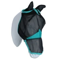 Weatherbeeta Vliegenmasker Comfitec Deluxe Fine Mesh Met Oren En Neus Zwart/Turquoise
