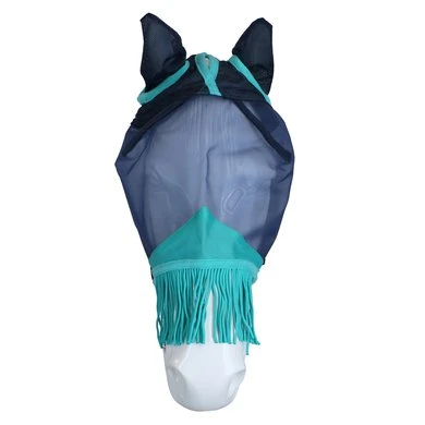 Weatherbeeta Vliegenmasker Comfitec Deluxe Fine Mesh Met Oren En Franjes Navy/Turquoise 4 Weatherbeeta Vliegenmasker Comfitec Deluxe Fine Mesh Met Oren En Franjes Navy/Turquoise - Afbeelding 2
