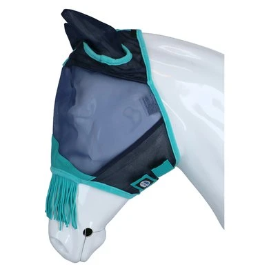 Weatherbeeta Vliegenmasker Comfitec Deluxe Fine Mesh Met Oren En Franjes Navy/Turquoise 5 Weatherbeeta Vliegenmasker Comfitec Deluxe Fine Mesh Met Oren En Franjes Navy/Turquoise - Afbeelding 3