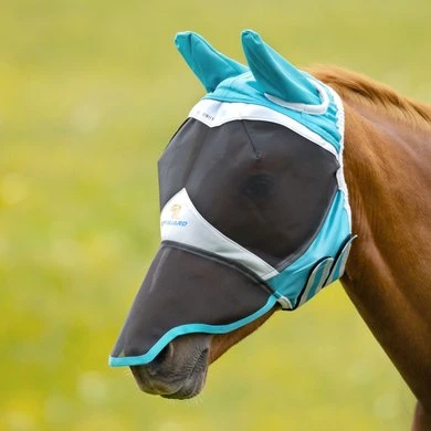 Shires Vliegenmasker Met Oren & Neus Fine Mesh Teal 6 Shires Vliegenmasker Met Oren & Neus Fine Mesh Teal - Afbeelding 4