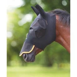 Shires Vliegenmasker Stretch Met Neus Jet Zwart -Waldhau Paard Winkel shires 6681 black.37e9e0