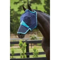 Weatherbeeta Vliegenmasker Comfitec Fine Mesh Met Neus Navy/Turquoise -Waldhau Paard Winkel wb 1003157011 wb cft mesh mask nose image hero null.5171a4