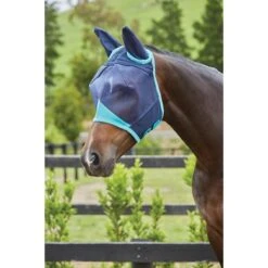 Weatherbeeta Vliegenmasker Comfitec Fine Mesh Met Oren Navy/Turquoise -Waldhau Paard Winkel wb 1003159011 wb cft mesh mask ears image hero null.59ced1