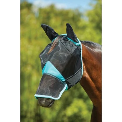 Weatherbeeta Vliegenmasker Comfitec Deluxe Fine Mesh Met Oren En Neus Zwart/Turquoise 6 Weatherbeeta Vliegenmasker Comfitec Deluxe Fine Mesh Met Oren En Neus Zwart/Turquoise - Afbeelding 4